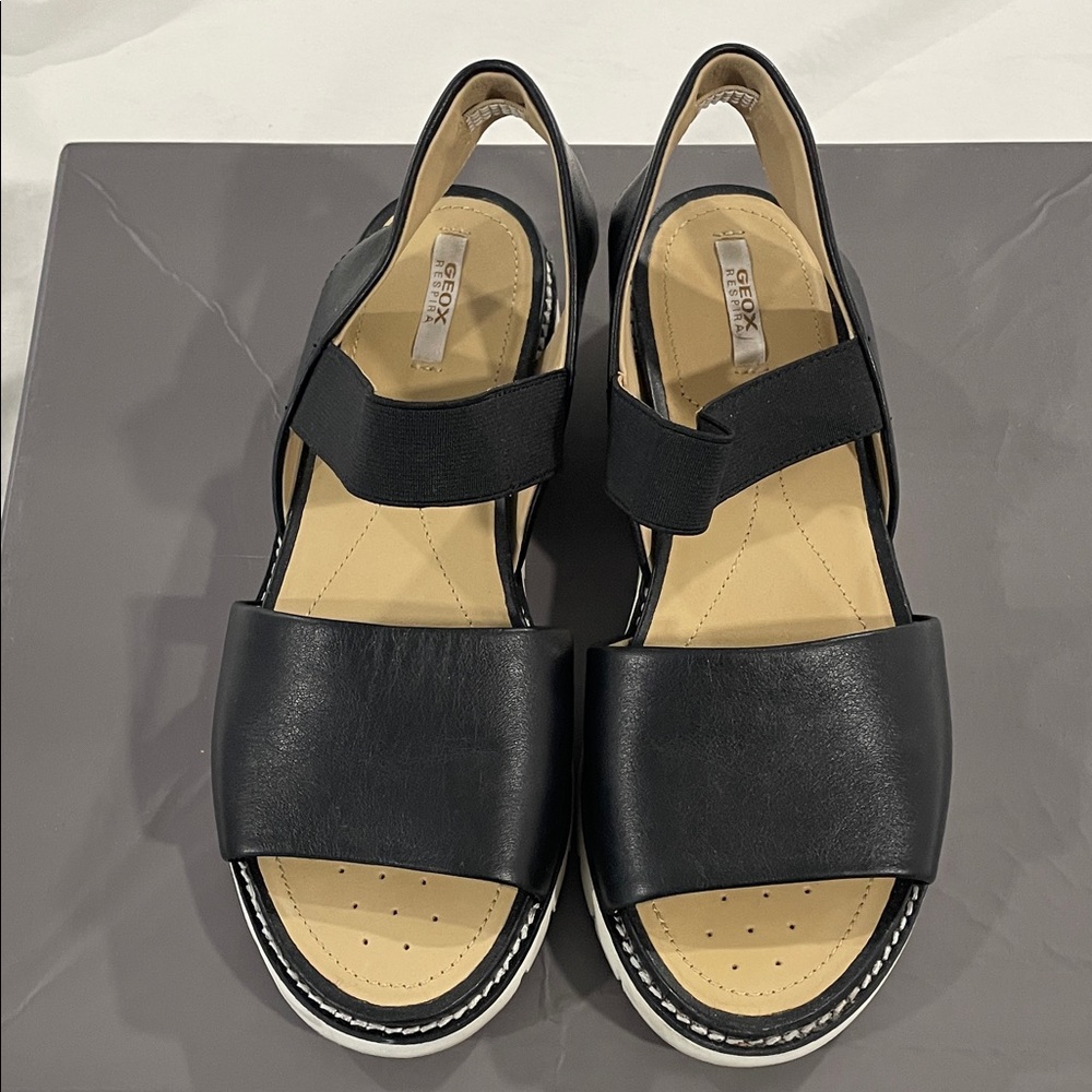 Geox Women's Black Leather Sandals